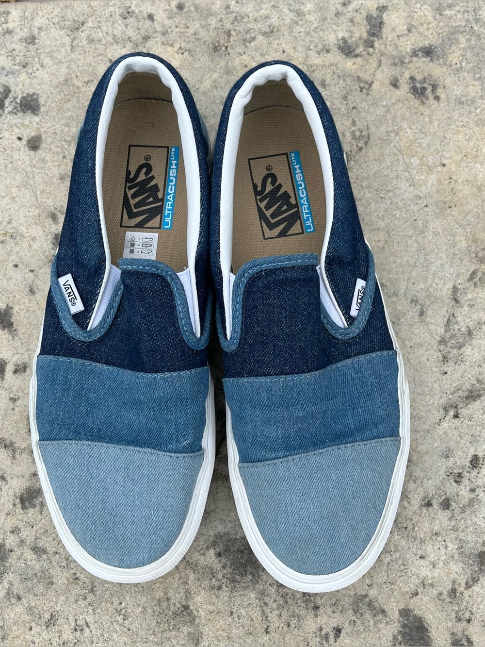 Vans Sneakers Streetwear Slip On Denim Patchwork Sneakers Unisex Men 7.5 Women 9